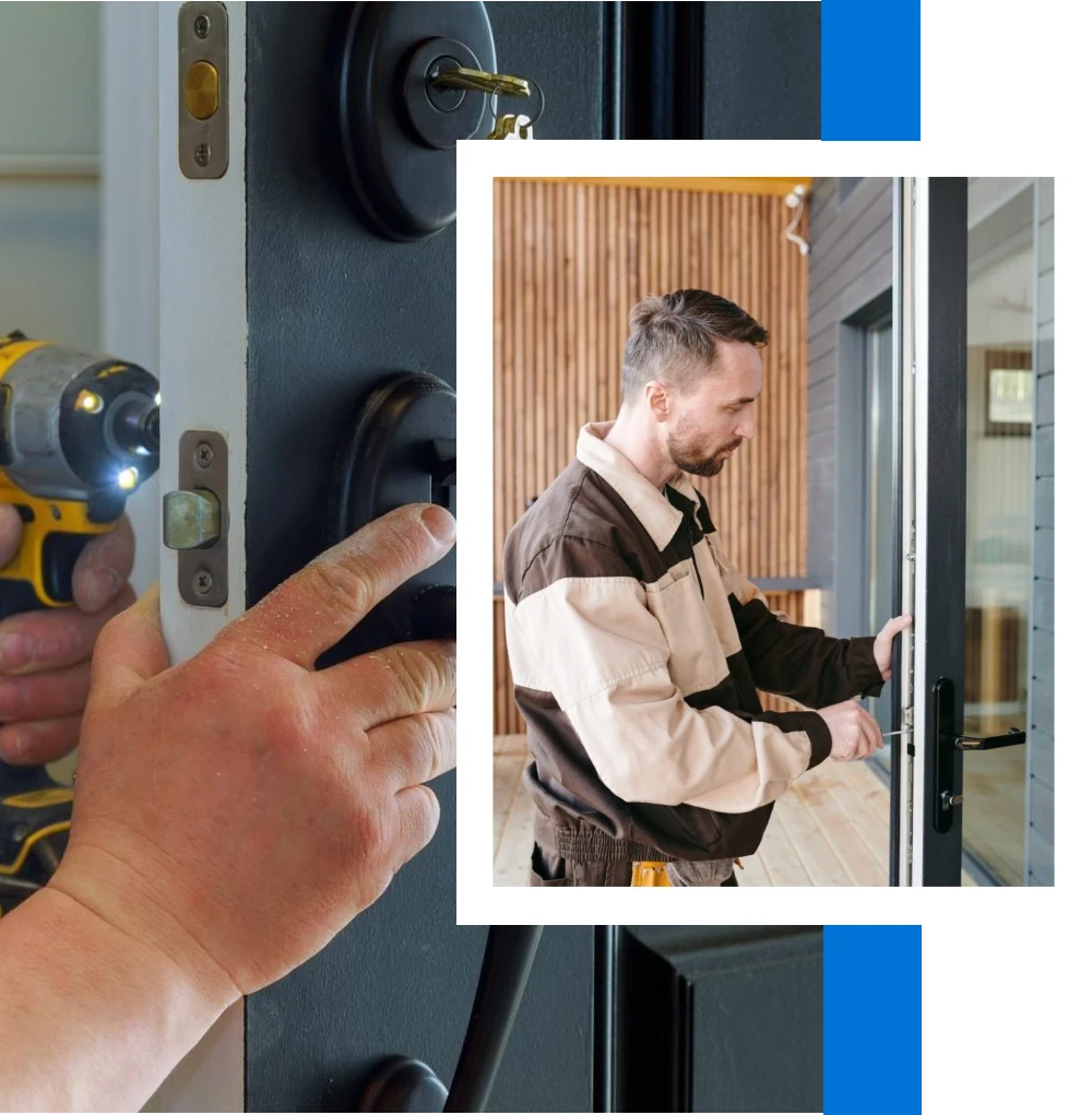 Cerrajero reparando cerraduras